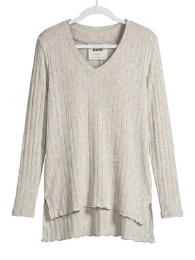 Mote x Anthro Normcore Grey Slouchy Boho Oversized V Neck Ribbed Size M